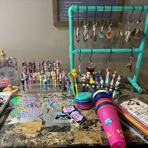 Colorful Beaded Keychains and Pens